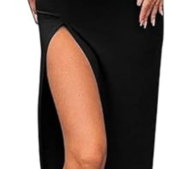❌❌SOLD❌❌PRIMODA Women's Spaghetti Strap black Long Dress Thigh-high Slit sz med - Picture 3 of 4